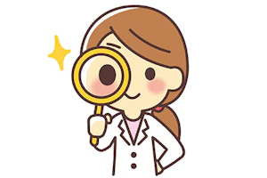 医師が虫眼鏡を覗いている