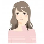 頬に手を当て困り顔の保育士さん