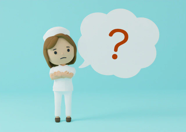 考える看護師さんの人形