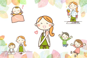 保育士と子供のさまざまなイラスト