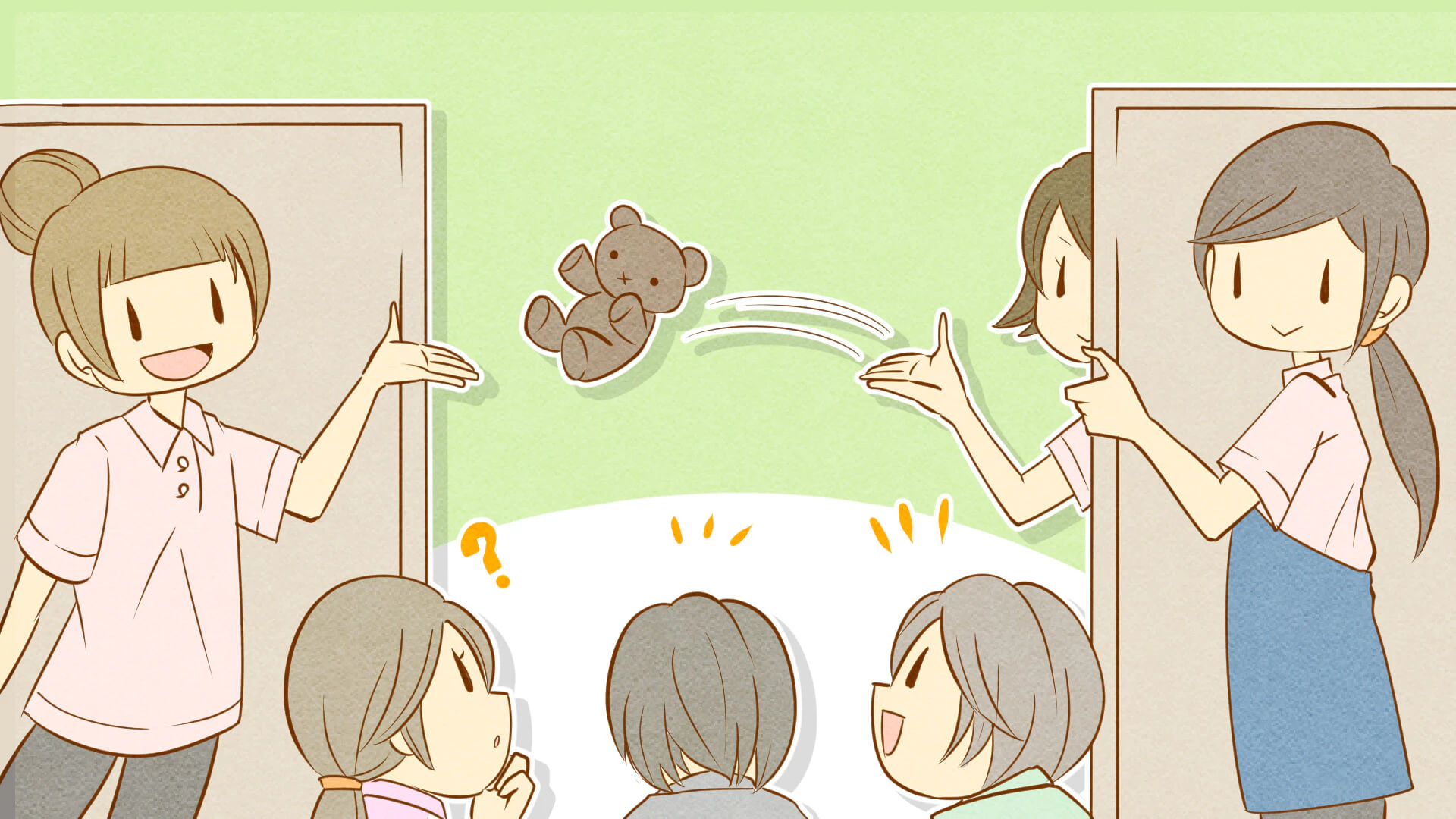 クイズを出す保育士