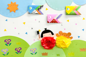 こいのぼりと金太郎の壁面飾り