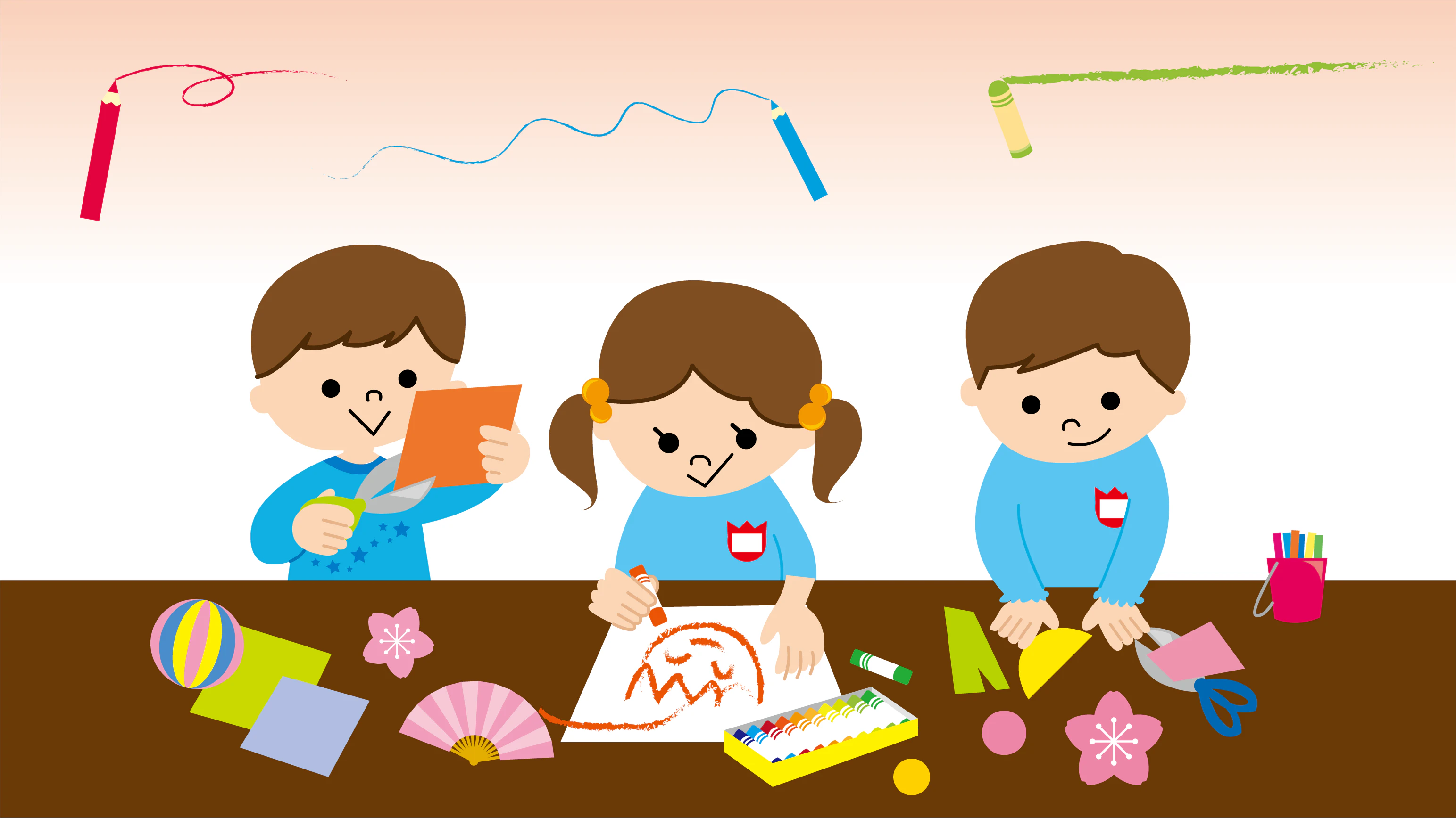 製作をする子どもたち