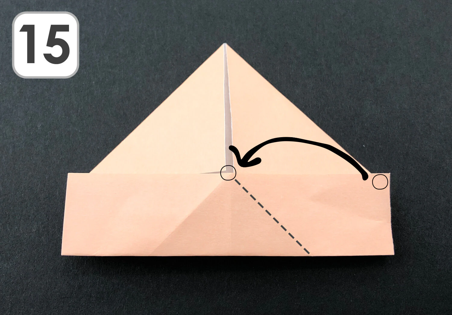 おりがみ　みのむし顔折り方7