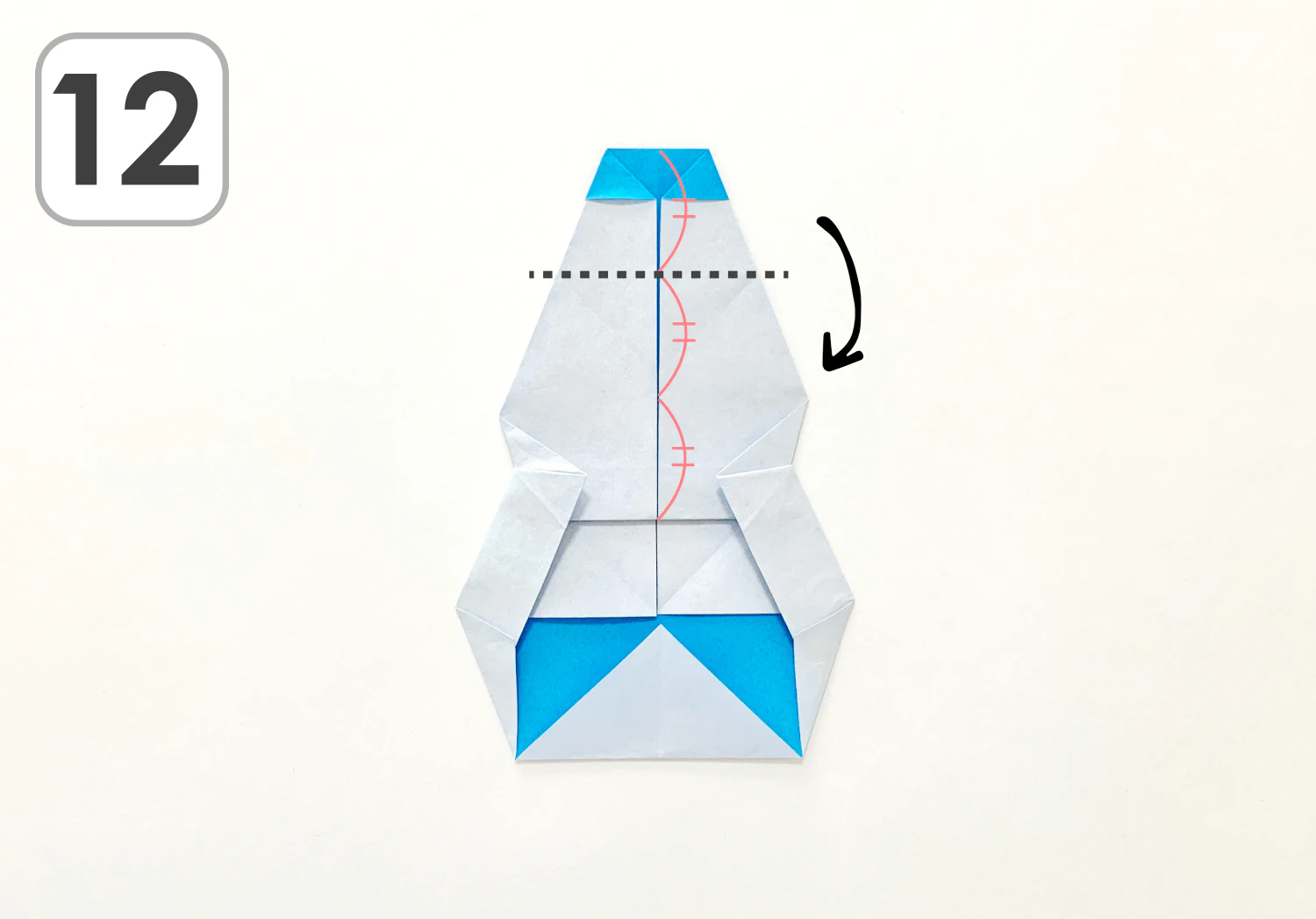 折り紙による雪だるまの製作手順12