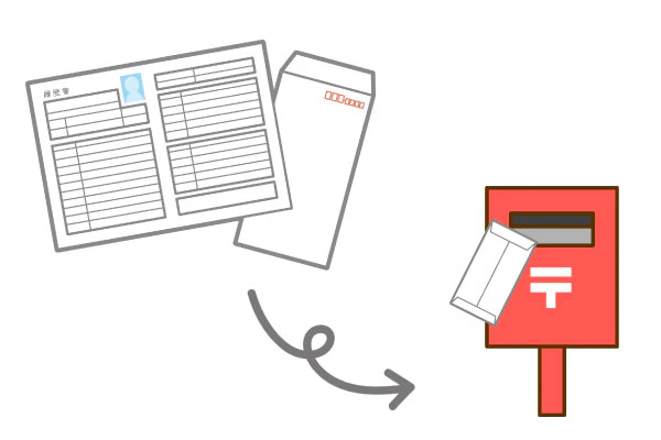 書類をポストに入れるところ