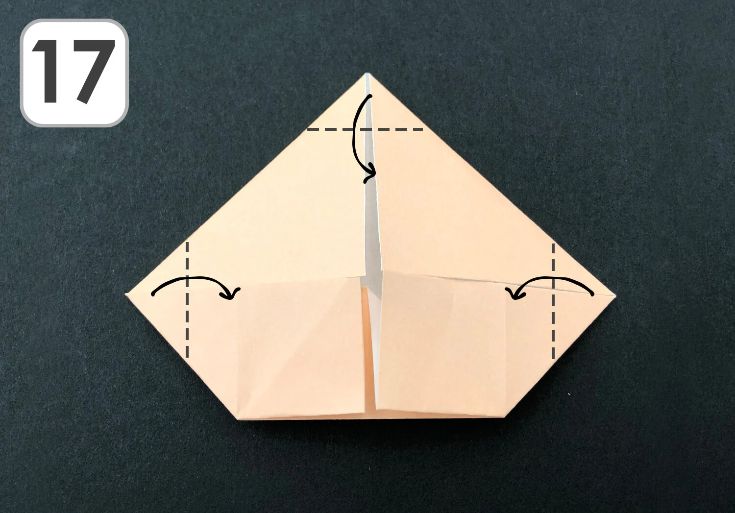 おりがみ　みのむし顔折り方9