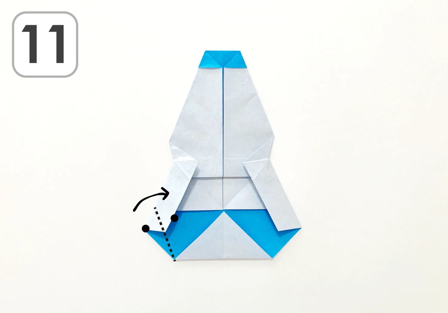 折り紙による雪だるまの製作手順11