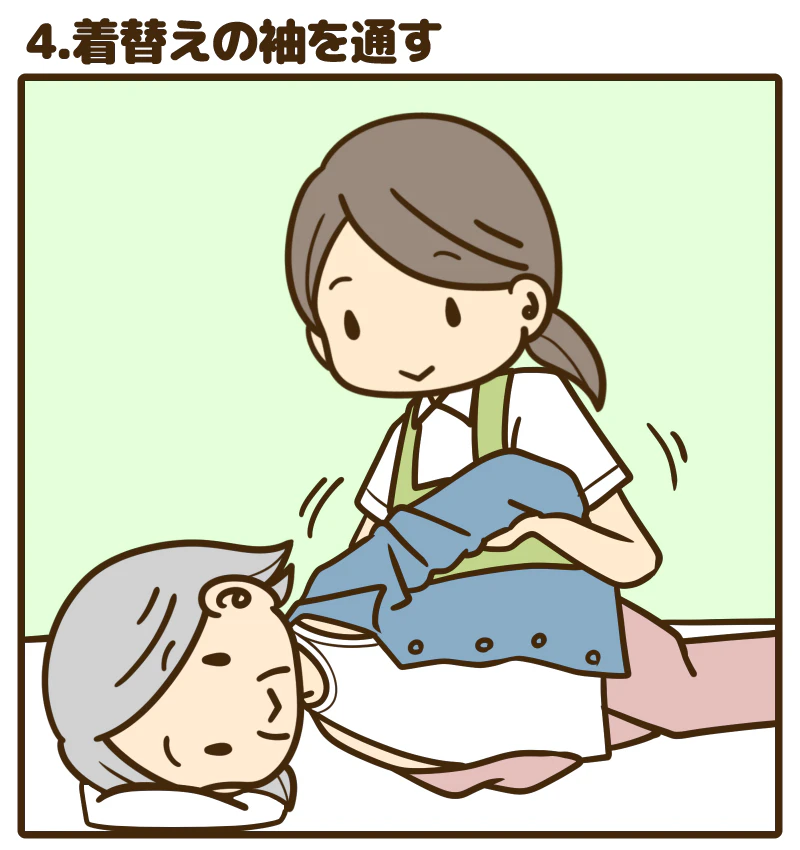 4.着替えの袖を通す