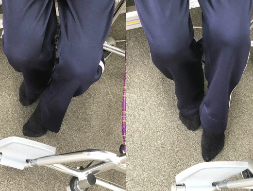 利用者さんの足は必ず前方に