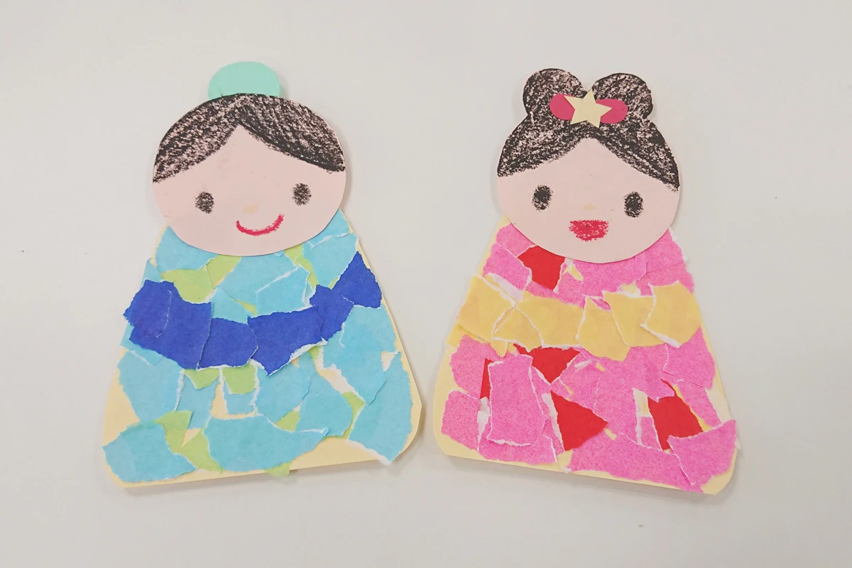 ちぎり絵の織姫＆彦星製作例