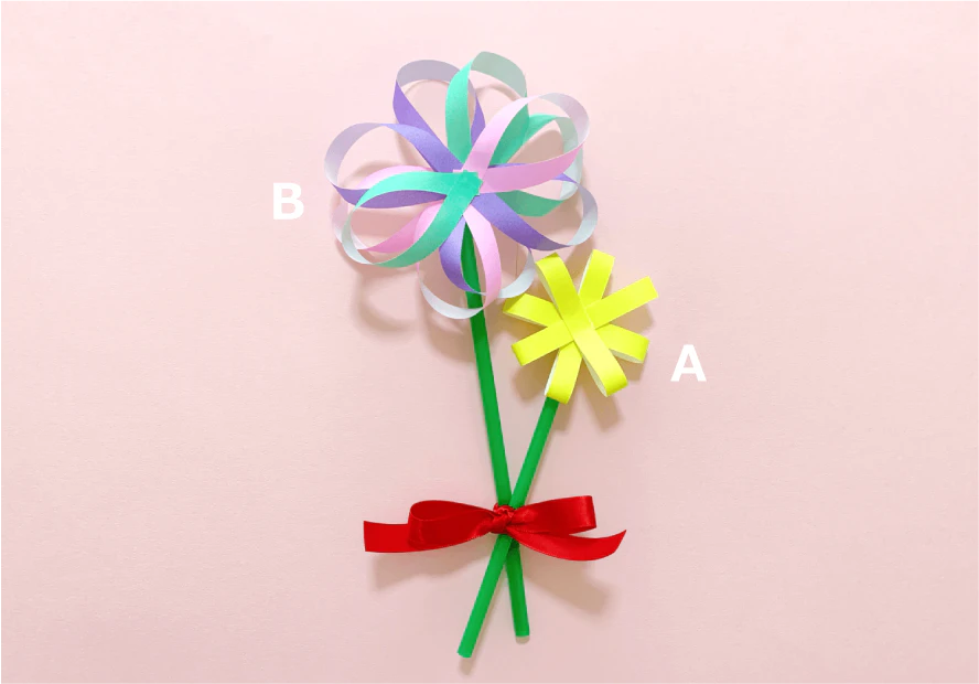 折り紙とストローで作る花束製作