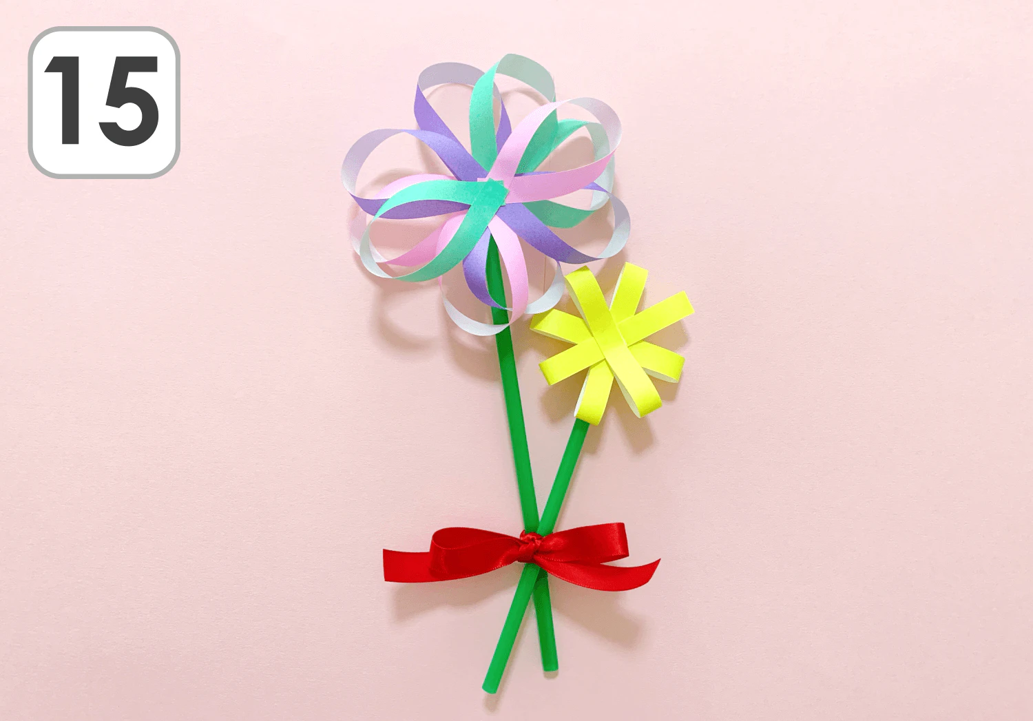 折り紙とストローで作る花束製作_完成