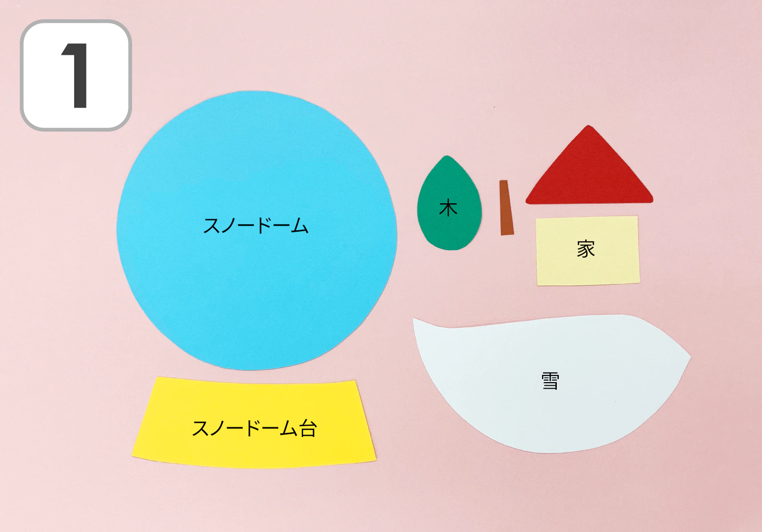 ふわふわ綿のスノードームの製作手順1