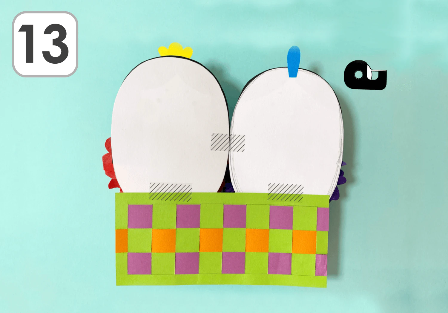 格子編みとお花紙のふわふわ雛人形の製作手順13