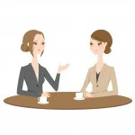 相談し合う女性のイラスト
