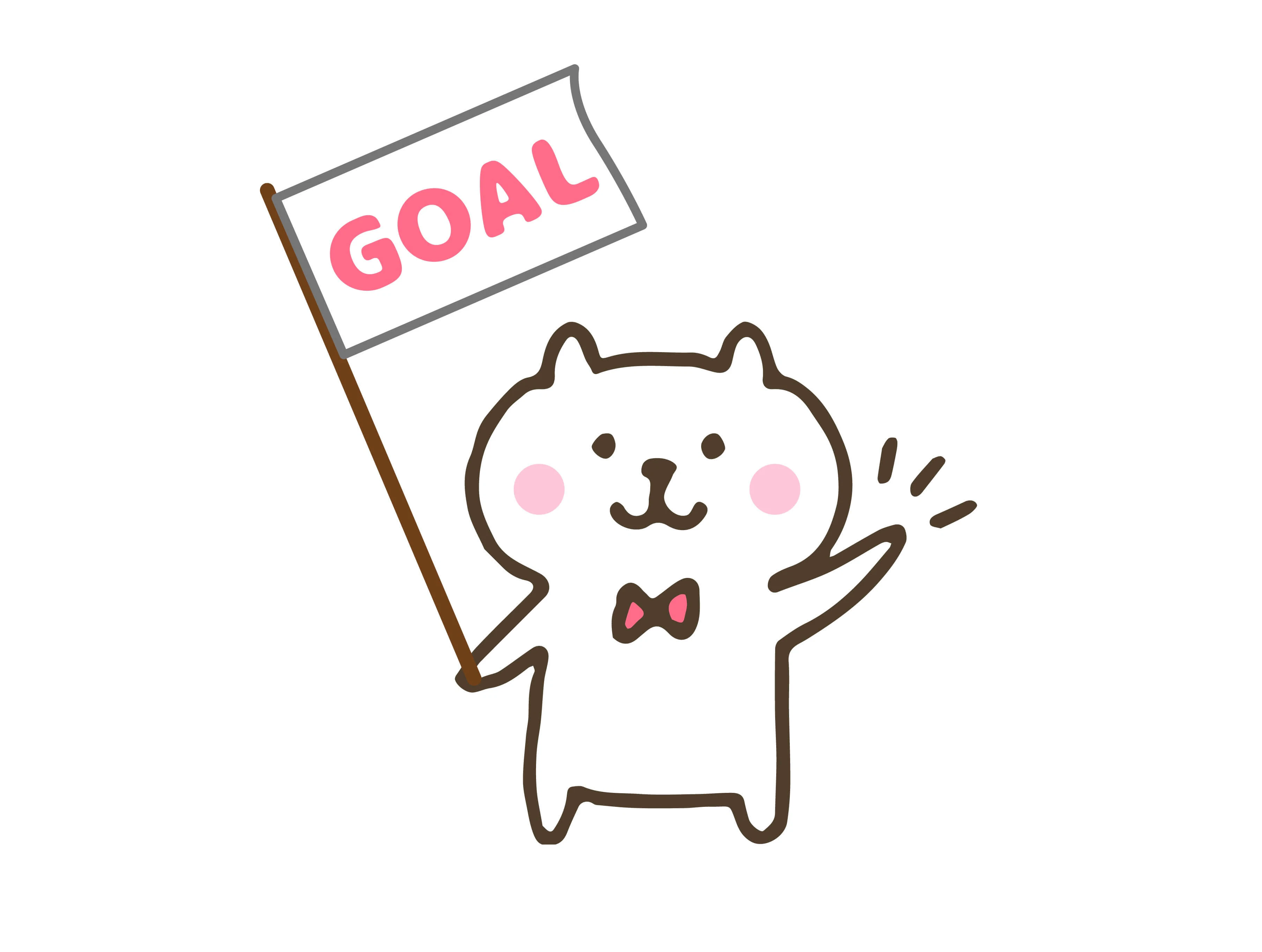 ゴールの旗を持つ猫