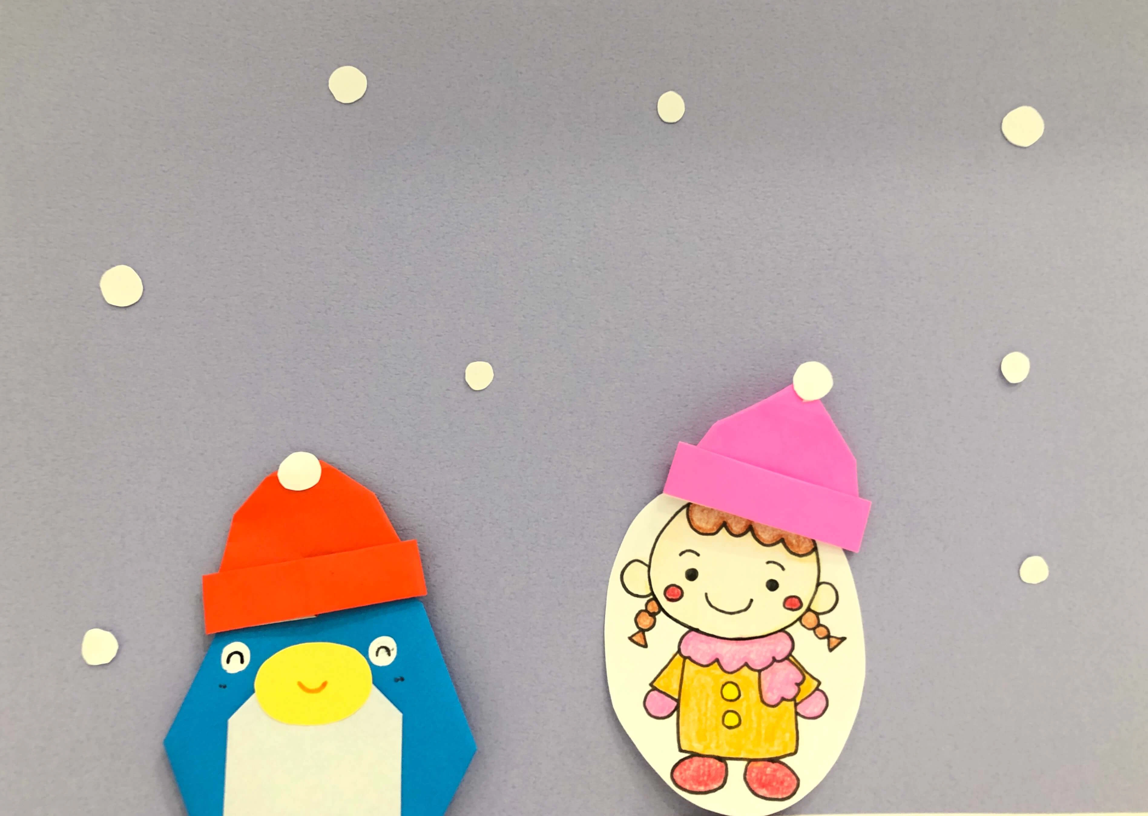 ペンギンおりがみのアレンジ 絵画