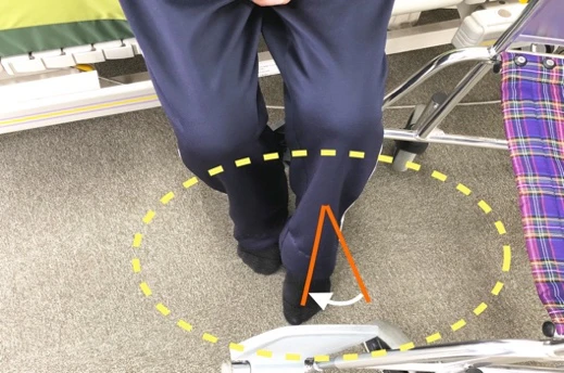 足の角度を調整する