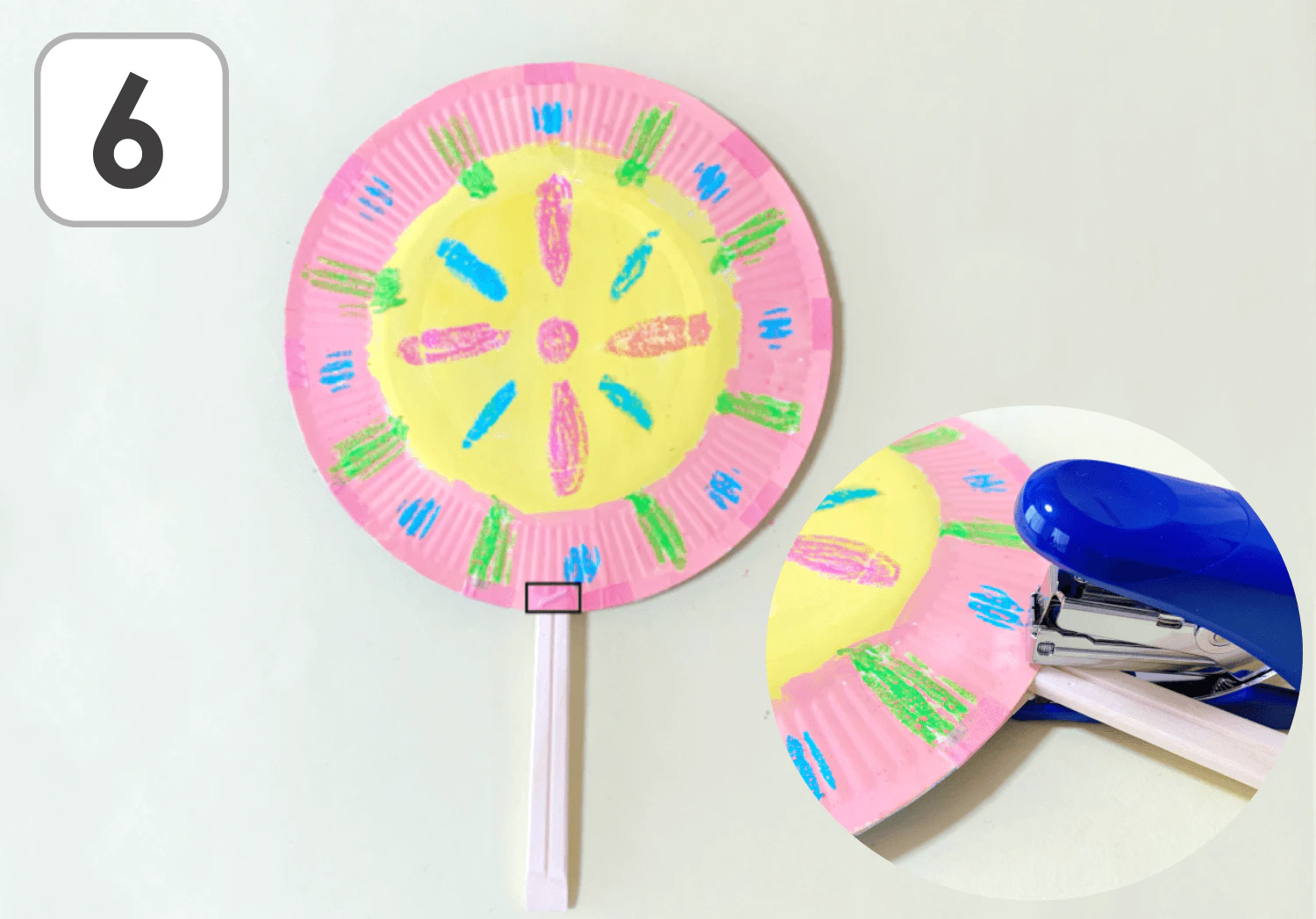花火の紙皿うちわの製作手順6