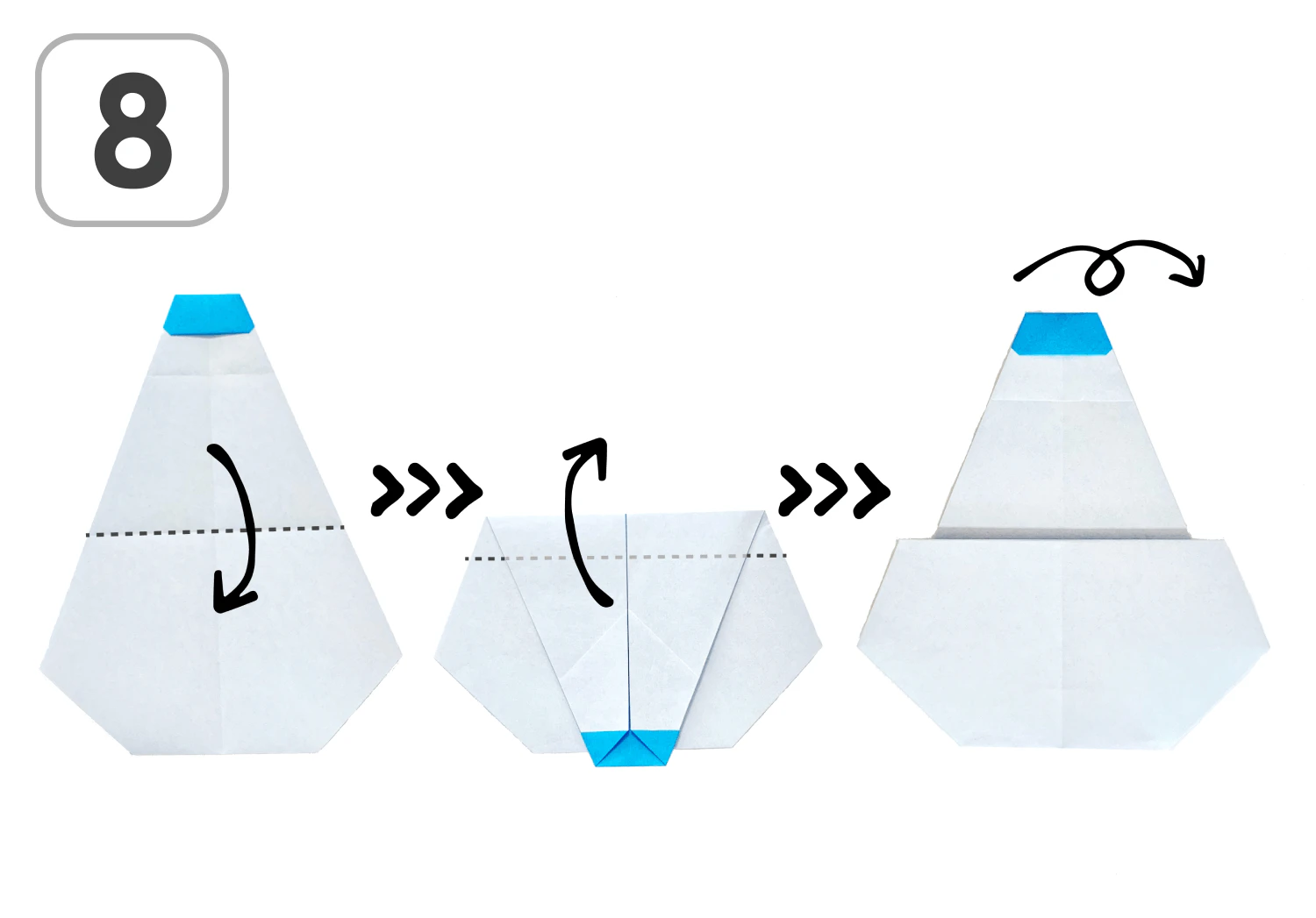 折り紙による雪だるまの製作手順8