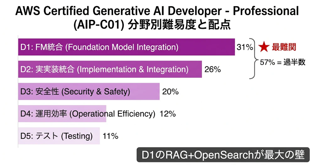 AIP-C01 5分野別の難易度