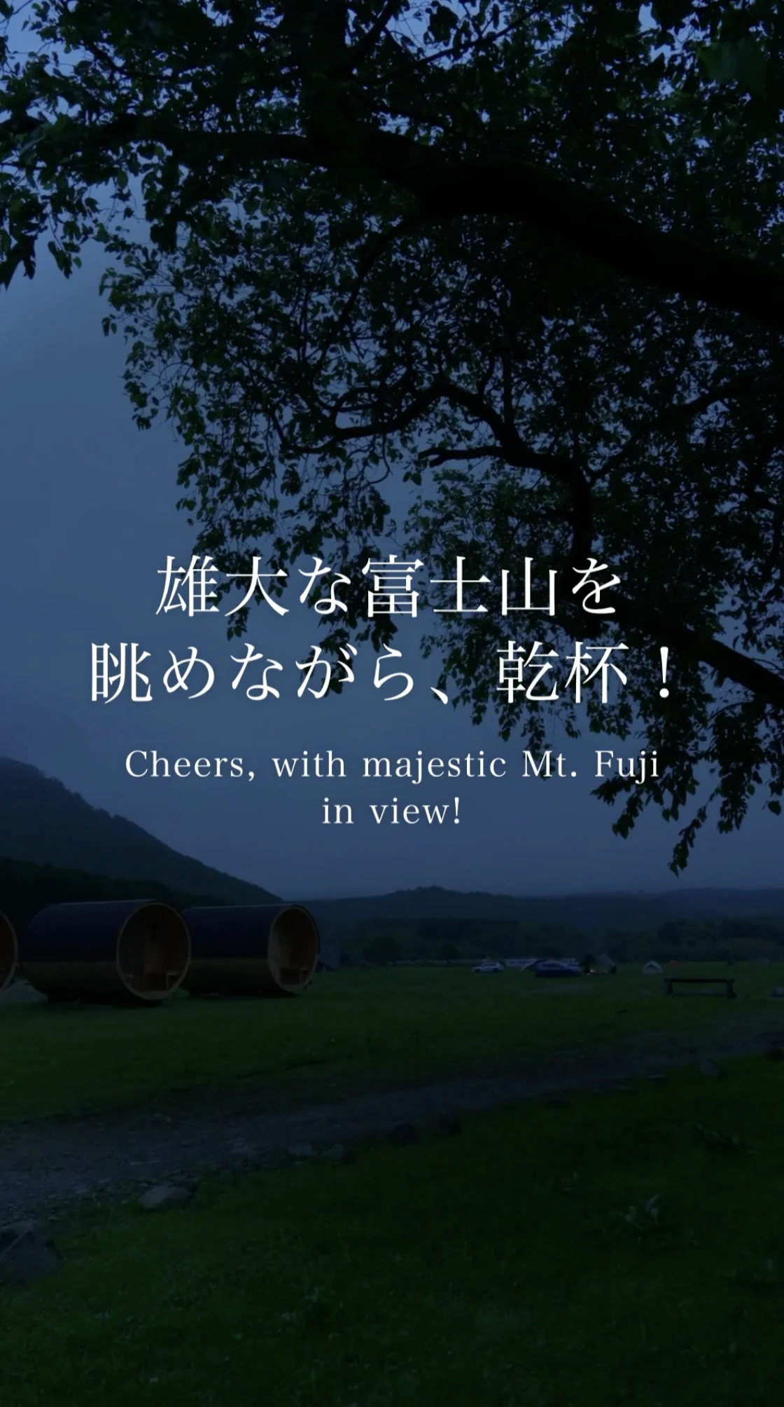 雄大な富士山を眺めながら、乾杯！