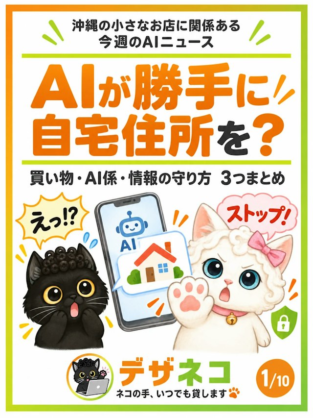 AIが勝手に自宅住所を？沖縄の小さなお店に関係あるAIニュース3つまとめ