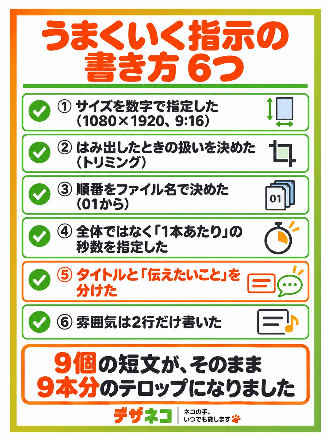 うまくいく指示の書き方 6つ