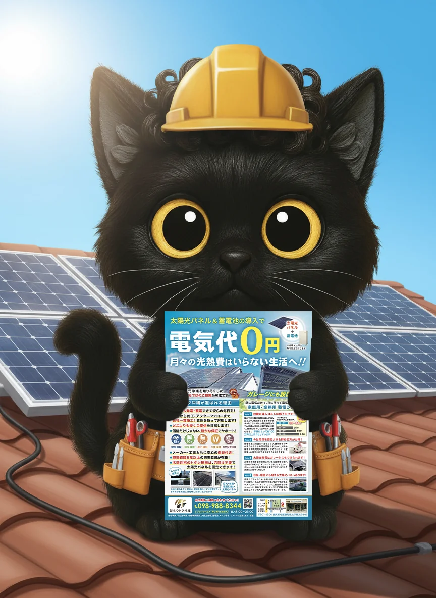 【制作実績】太陽光発電＆蓄電池の案内チラシ制作｜株式会社ホウトク沖縄様（沖縄・与那原町）