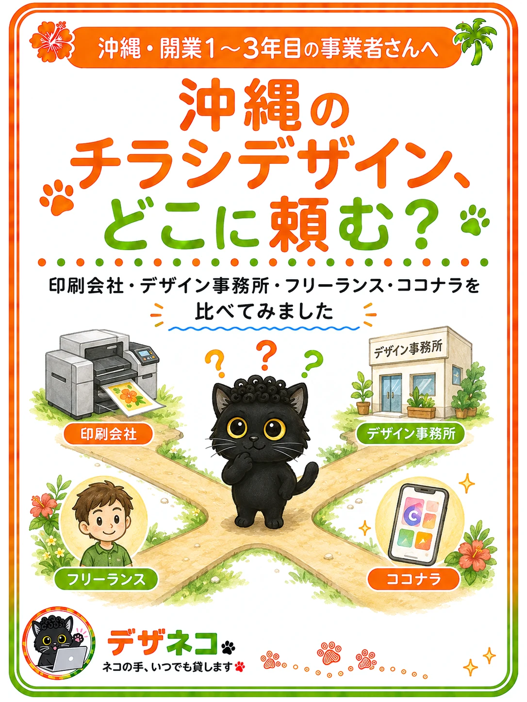 沖縄のチラシデザイン、どこに頼む？｜印刷会社・デザイン事務所・フリーランス・ココナラの違いを比べてみました