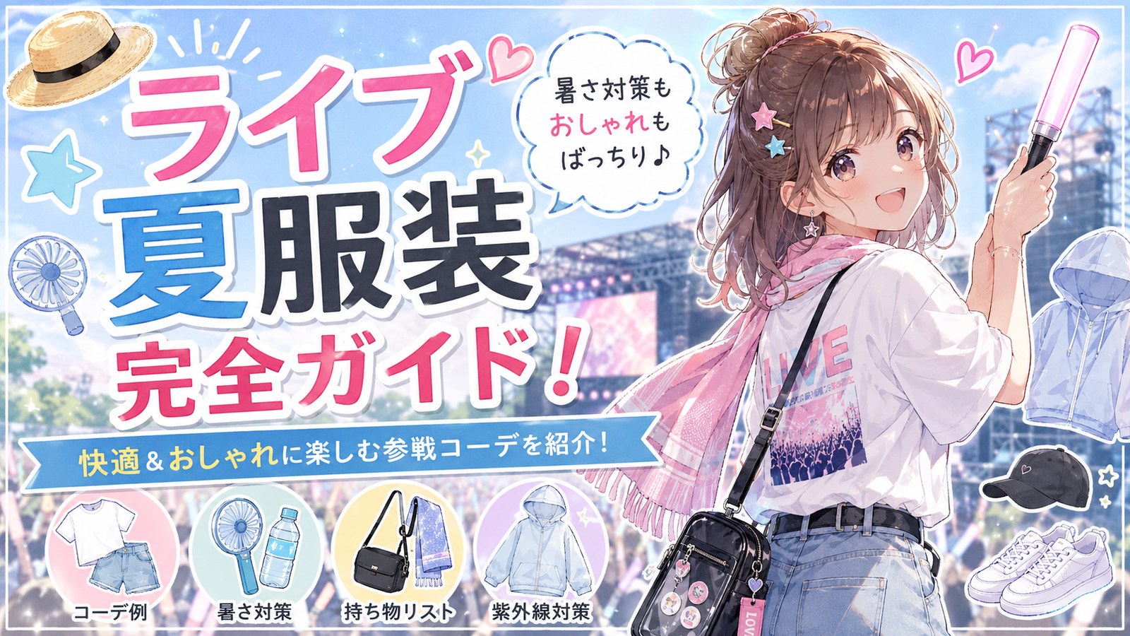 「何を着ればいいの？」ライブ夏服装完全ガイド！暑さ対策もおしゃれも叶える参戦コーデを徹底解説