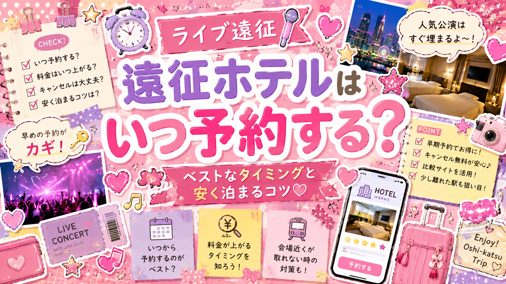 ライブ遠征のホテル予約はいつする？失敗しないタイミングと安く泊まるコツ【PR】