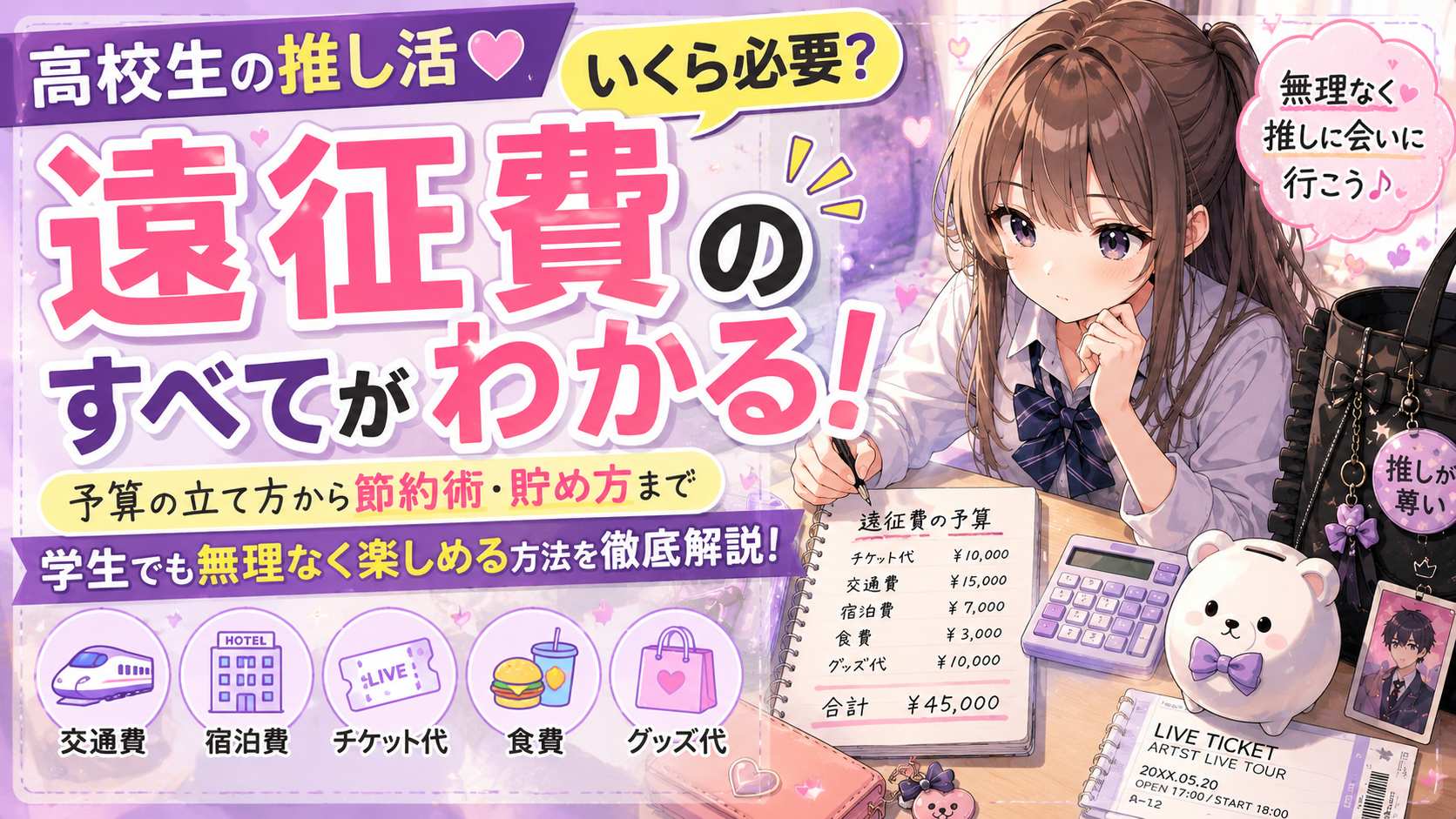 高校生の推し活遠征費はいくら必要？無理なく楽しむための予算や節約術を徹底解説