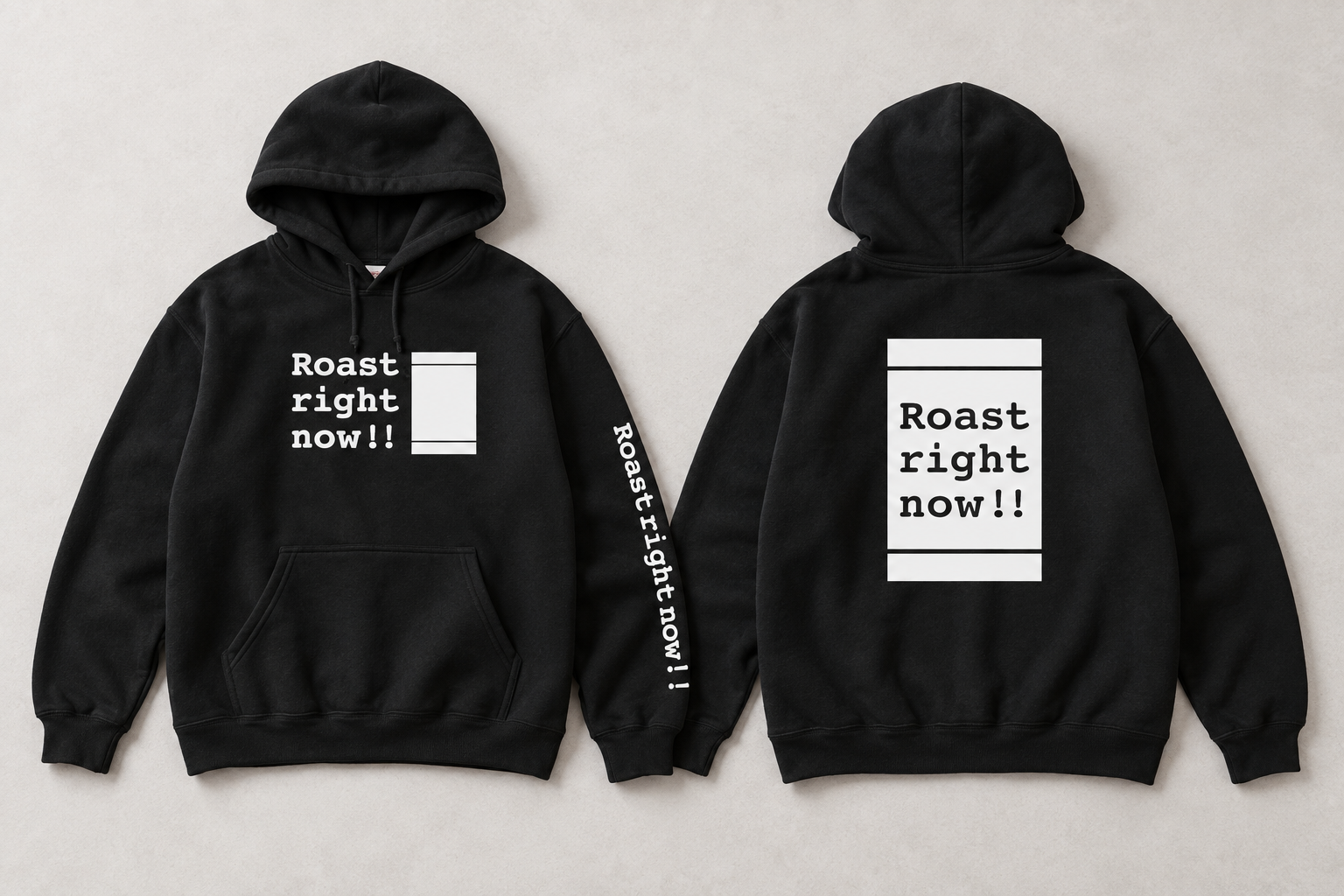 Roast right now!!パーカーの前面・背面を並べた商品イメージ