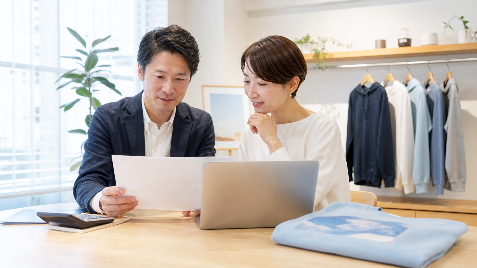 請求書と注文内容を確認する担当者