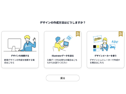 デザインの作成方法からデザインサポートを選ぶ画面