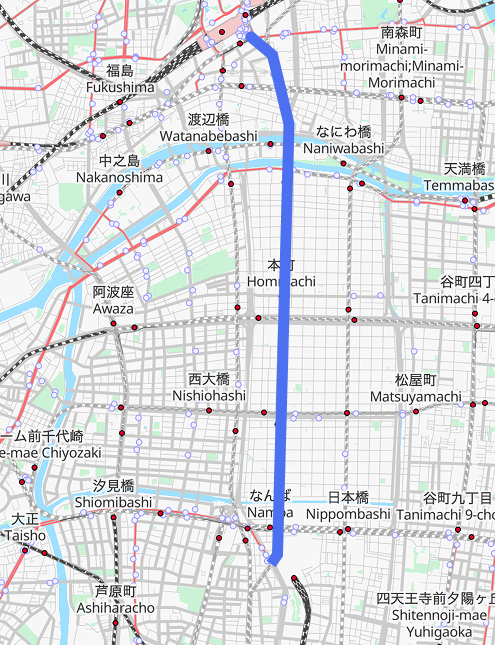 大阪市街と御堂筋の地図