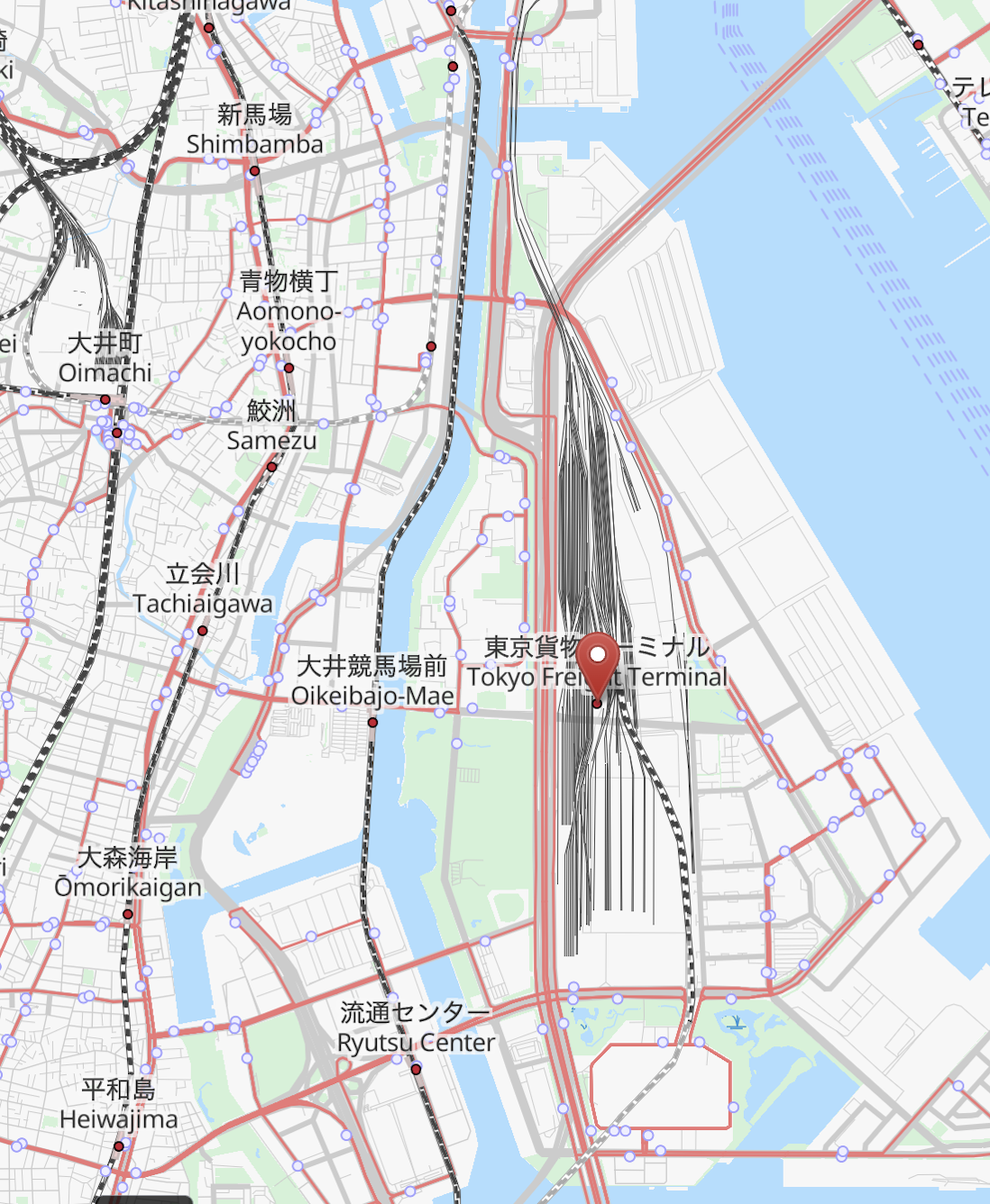 東京貨物ターミナル周辺の地図