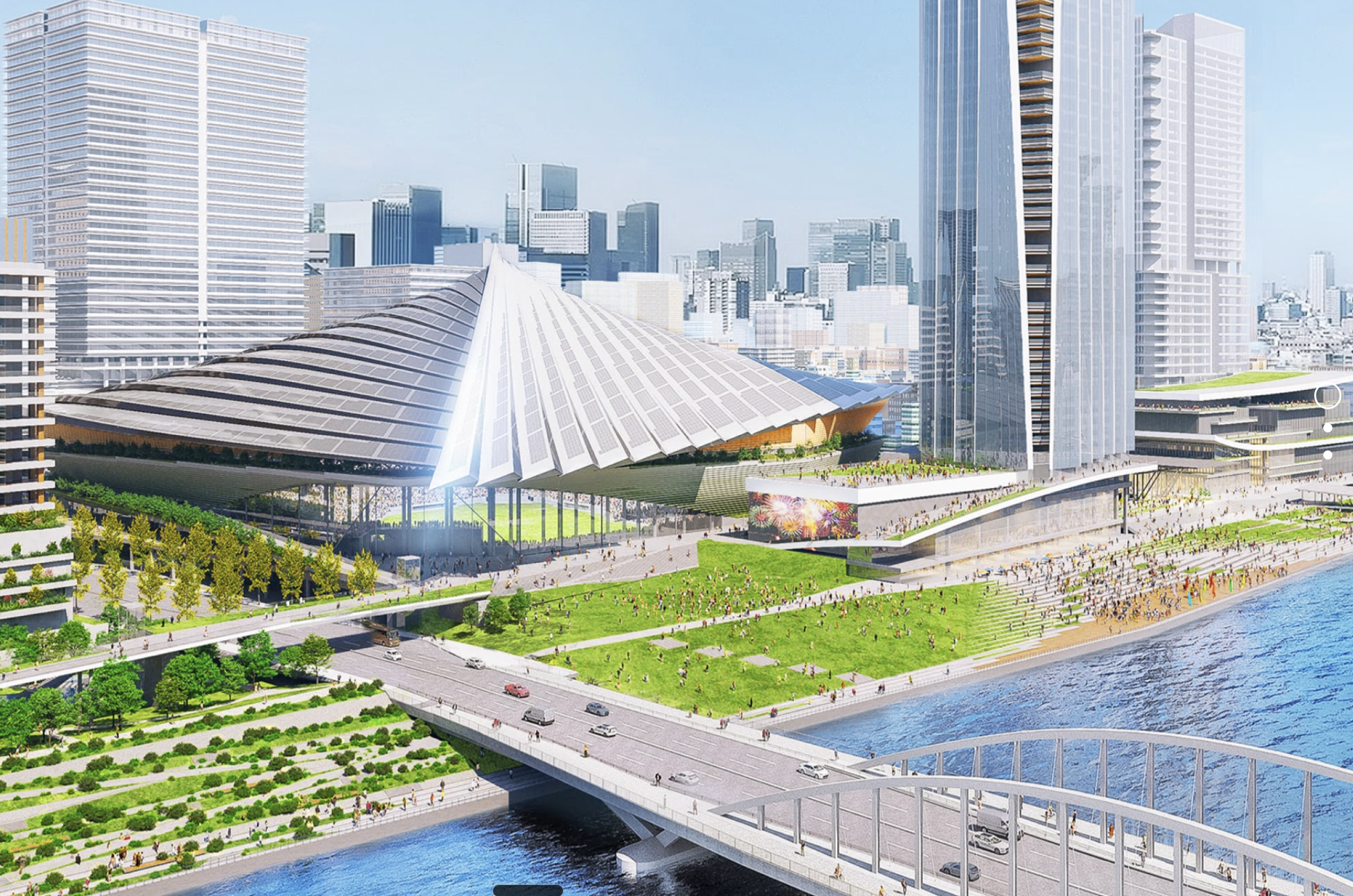 築地市場跡地には大規模スタジアムなどの建設が予定されている。