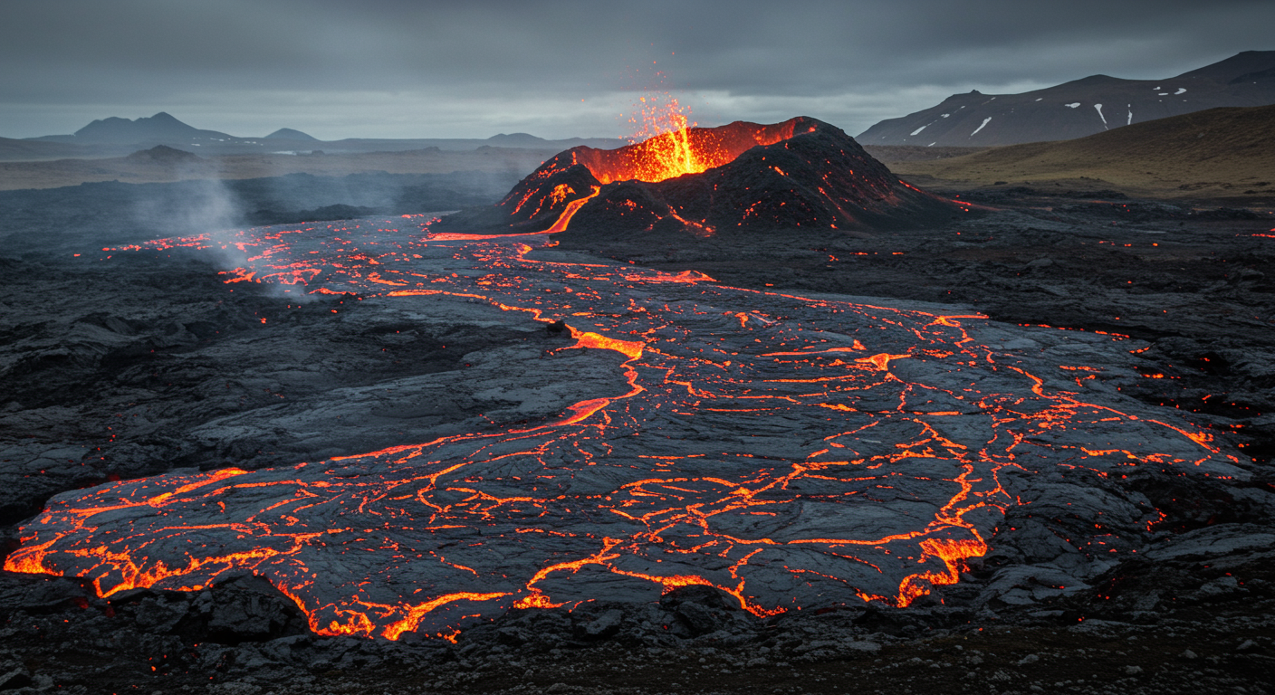 アイスランドで巨大な「火の裂け目」出現！地震多発の後に噴火、迫力の写真に世界が注目