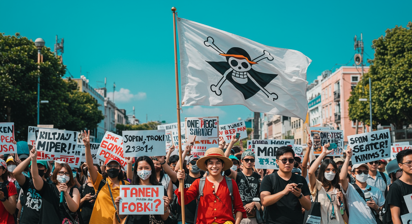 『ONE PIECE』の海賊旗がインドネシアの「現状への抗議」を象徴！？ 法律改正反対デモで異例の登場