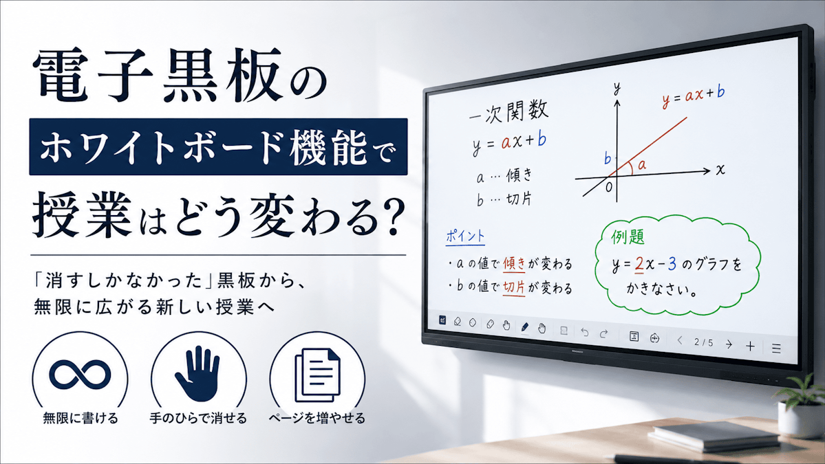 電子黒板の板書は消さなくていい｜無限に広がるホワイトボード機能で学校＆学習塾の授業が変わる