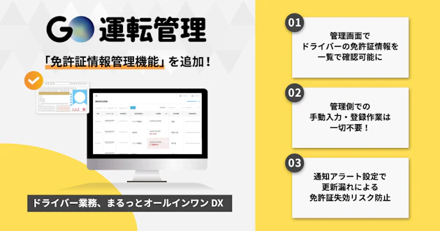 『GO運転管理』、免許証情報管理機能を追加