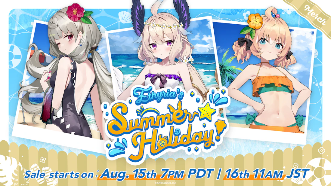 NIJISANJI EN announces “Ethyria's Summer ☆ Holiday!” merchandise