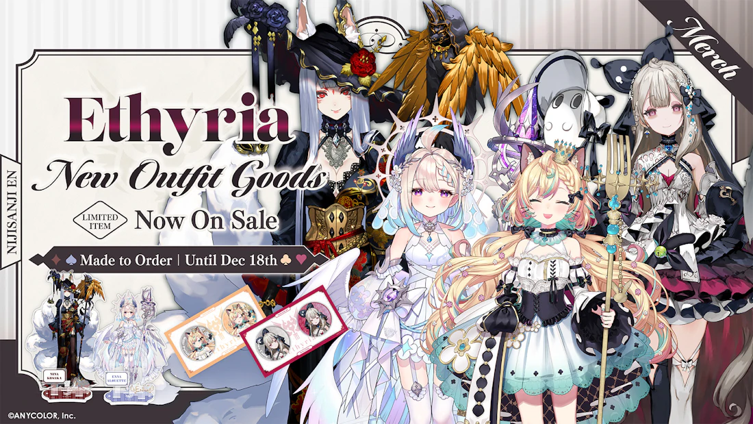 NIJISANJI EN announces Ethyria New Outfit Goods