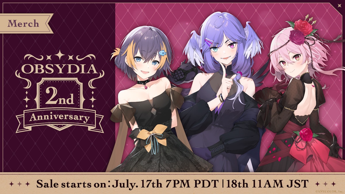 NIJISANJI EN announces “OBSYDIA 2nd Anniversary” merchandise | NIJISANJI