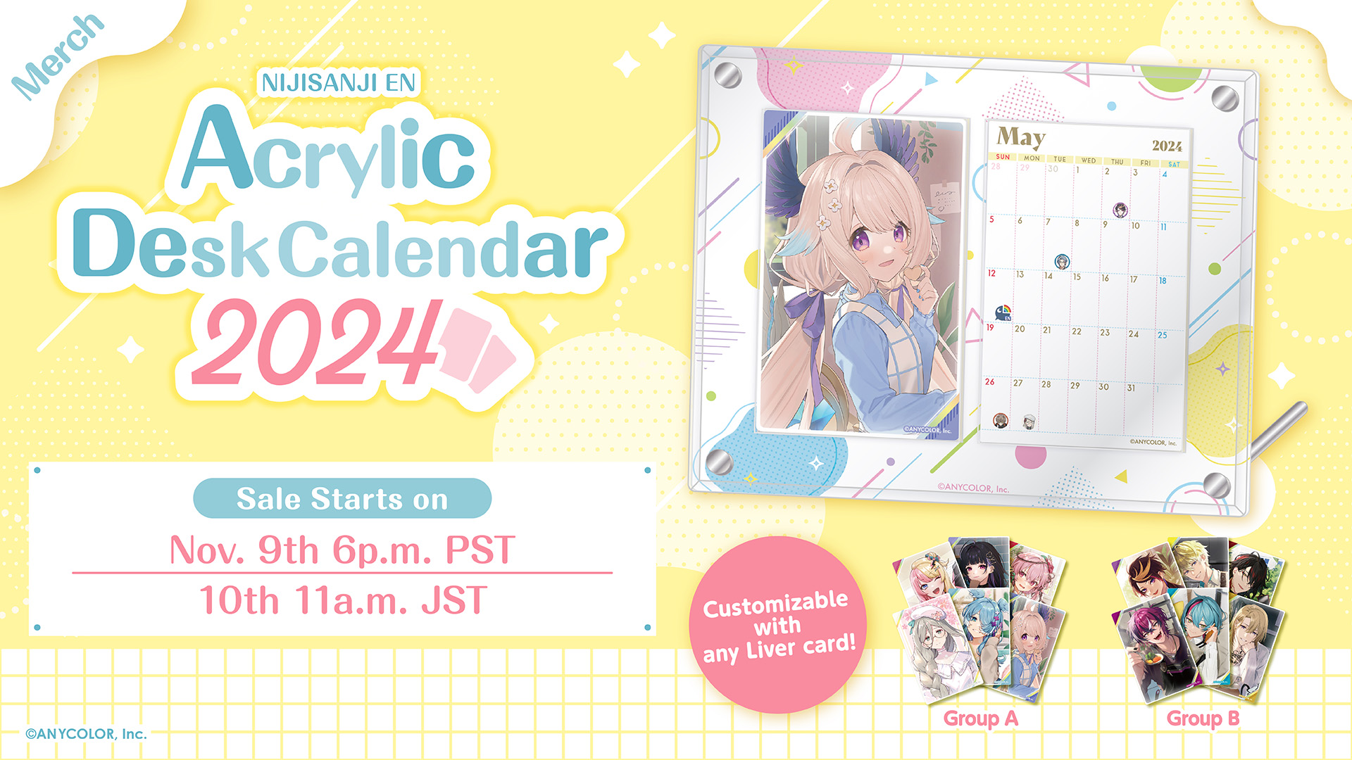 NIJISANJI EN announces “NIJISANJI EN Acrylic Desk Calendar 2024
