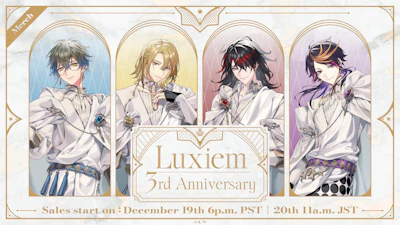 NIJISANJI EN announces “Luxiem 3rd Anniversary” merchandise