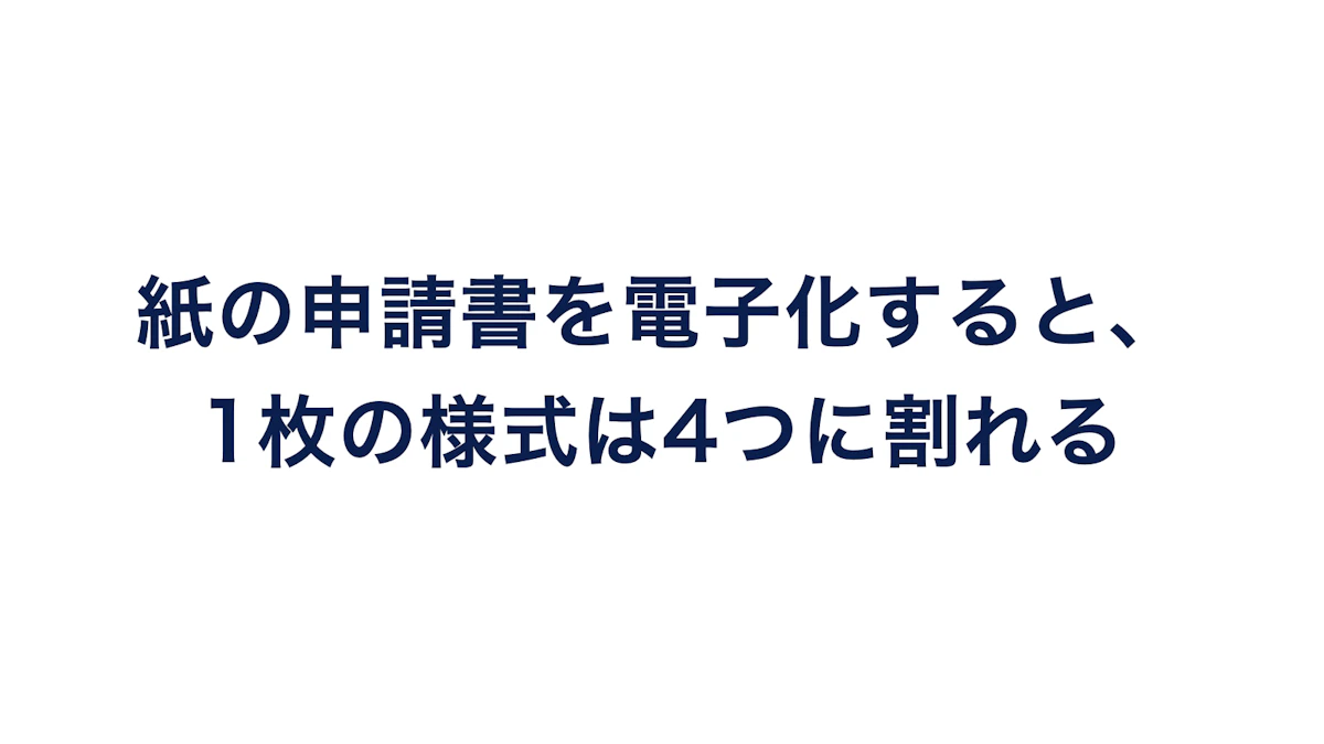 紙の申請書を電子化すると、1枚の様式は4つに割れる